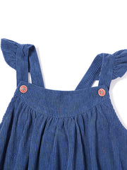 Strap Ruffle Corduroy Jumper - Blue