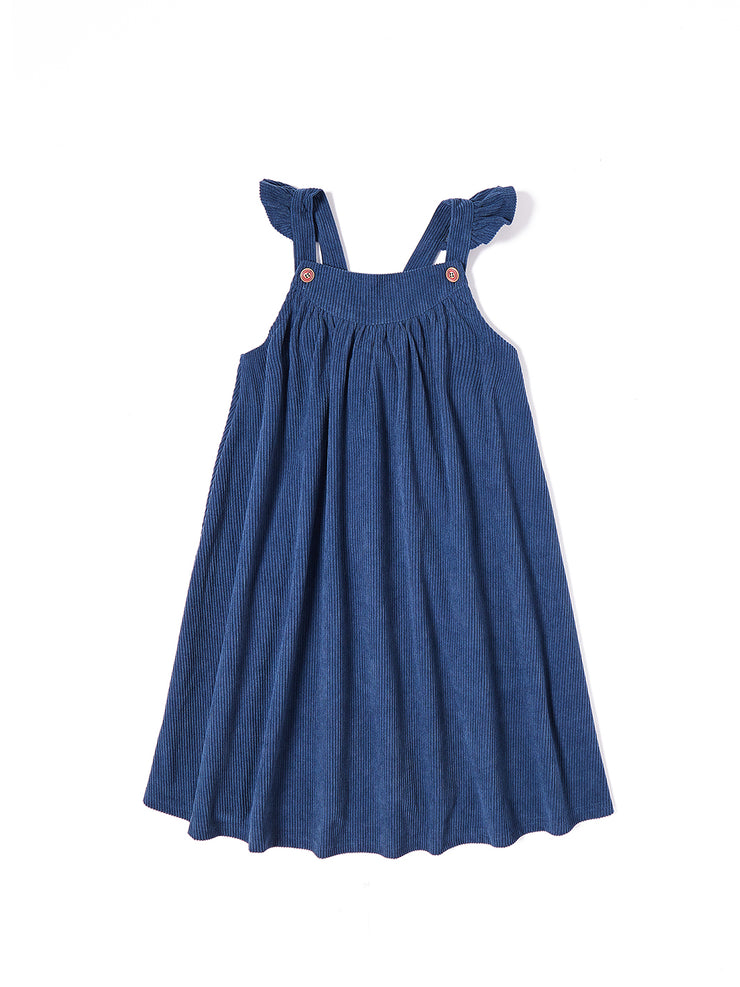 Strap Ruffle Corduroy Jumper - Blue