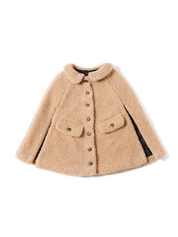 Poncho Sherpa Jacket - Lt. Beige