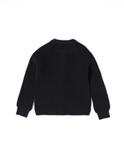 Cardigan Heavy Crochet Sweater - Black