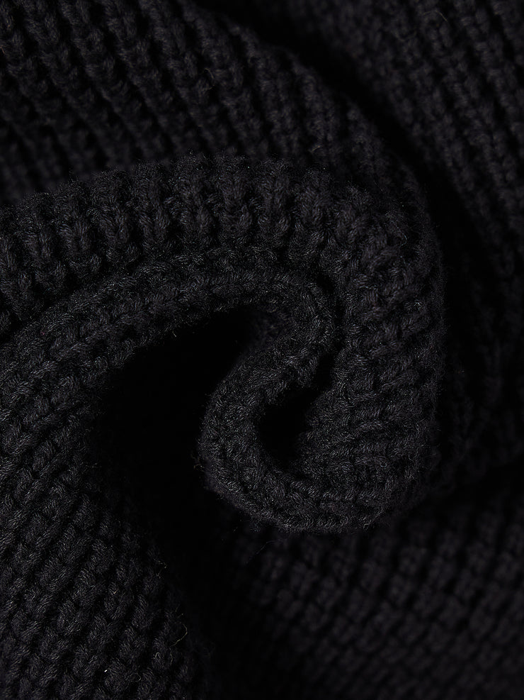 Cardigan Heavy Crochet Sweater - Black
