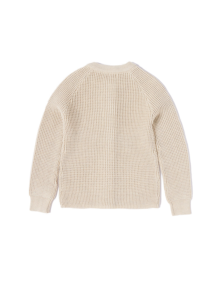 Cardigan Heavy Crochet Sweater - Cream mix