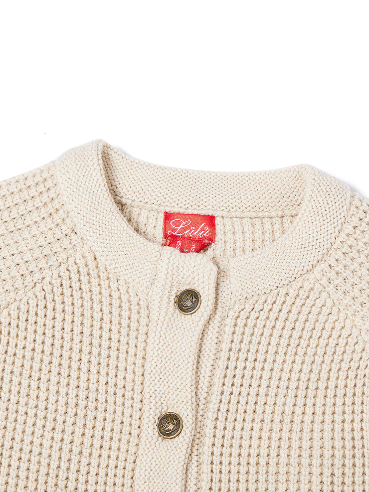 Cardigan Heavy Crochet Sweater - Cream mix