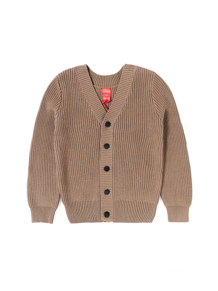 Cardigan Chunky Knit Sweater - Med. Brown