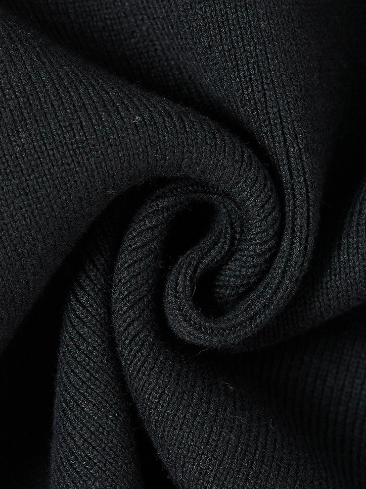 Solid Turtleneck Ruffle Sweater - Black