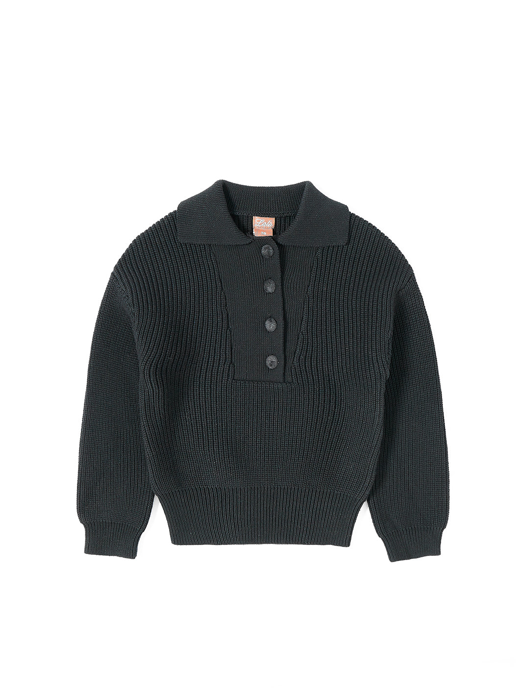 Raised Wavy Knit Sweater - Black