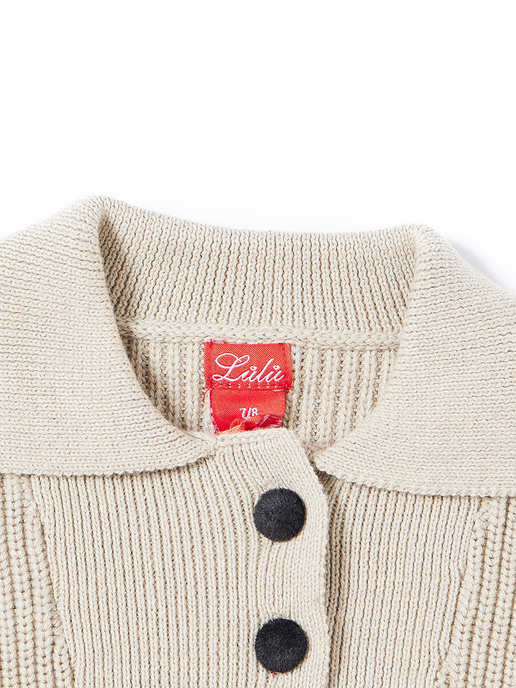 Raised Wavy Knit Sweater - Lt. Sand Mix