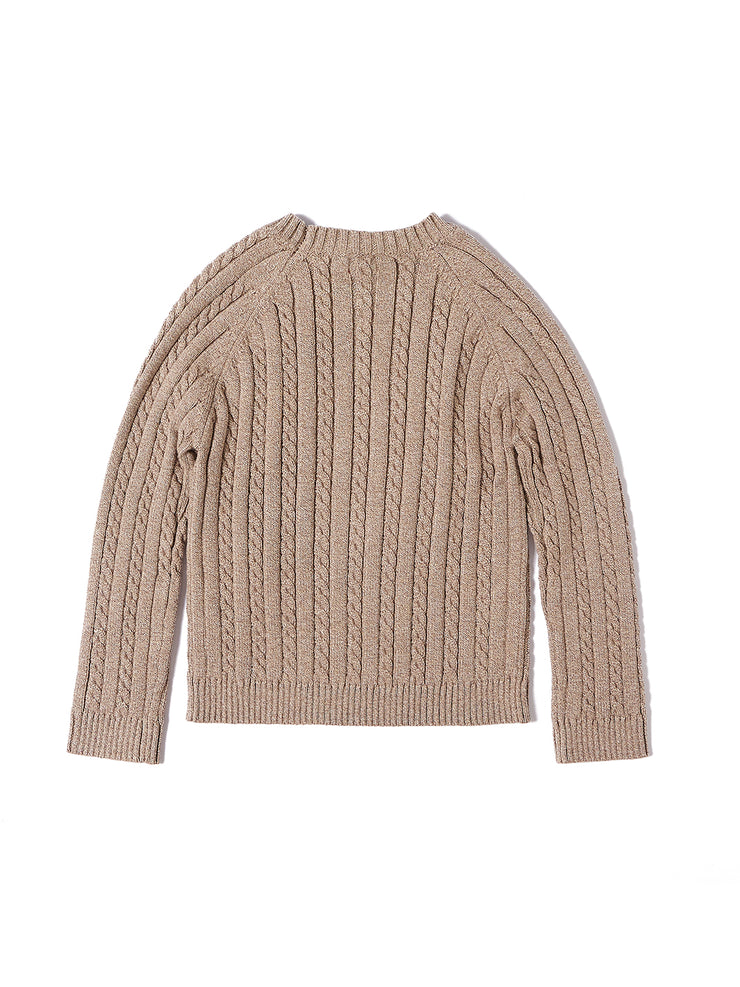 Heavy Braid Design Sweater - Dk. beige Mix