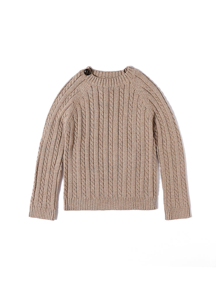 Heavy Braid Design Sweater - Dk. beige Mix