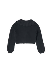 Cardigan Scallop Collar Sweater - Black