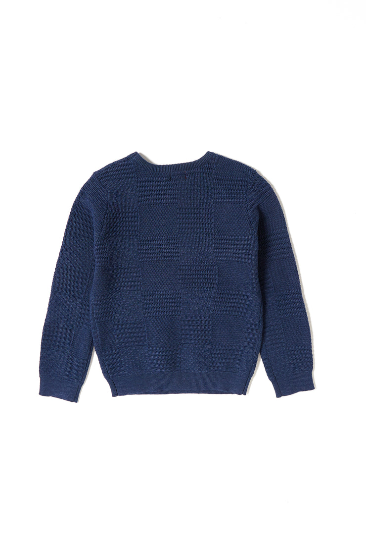 Square Design Shimmer Sweater - Navy Mix