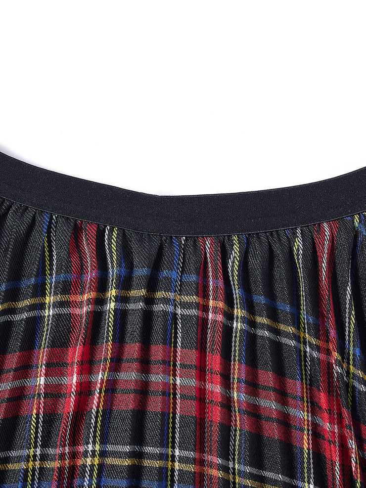 Pleated Plaid Skirt