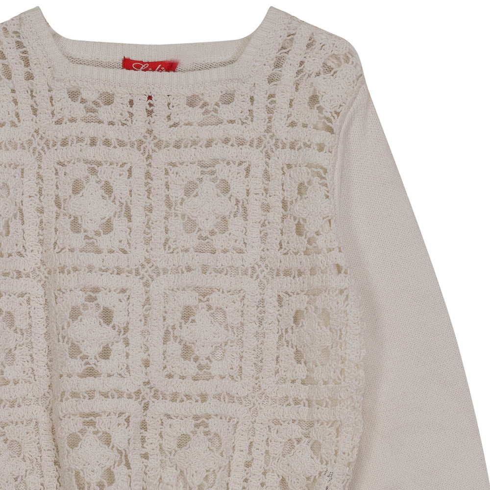 Crochet Knitting Sweater - Off White