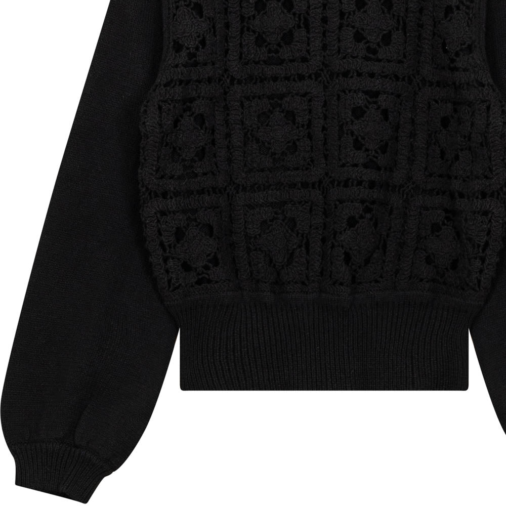 Crochet Knitting Sweater - Black