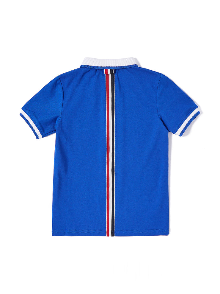 Golf Print Trim Short Sleeve Polo - Deep Royal Blue Combo White