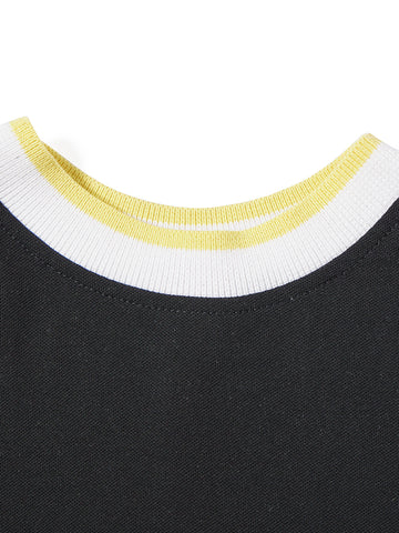 Color Ribbed Top - Black