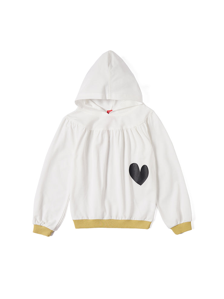 Hood Heart Print Top