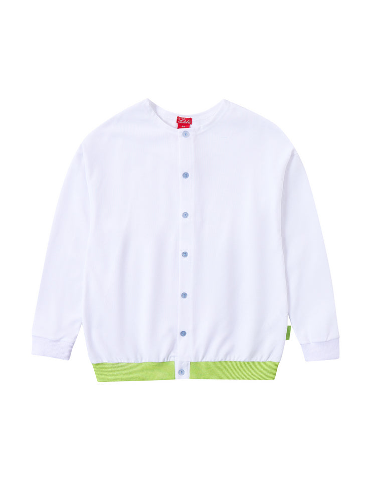 Front Buttons Top - White Combo Neon