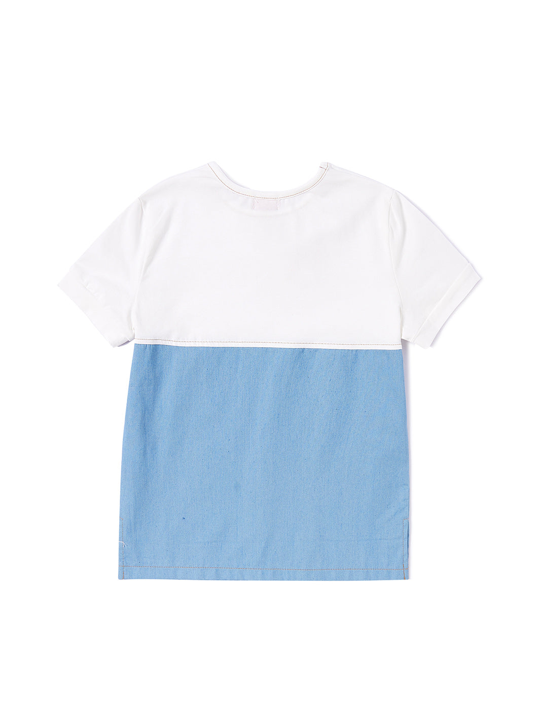 Combo Bottom Short Sleeve T-shirt - White Combo Lt. Blue