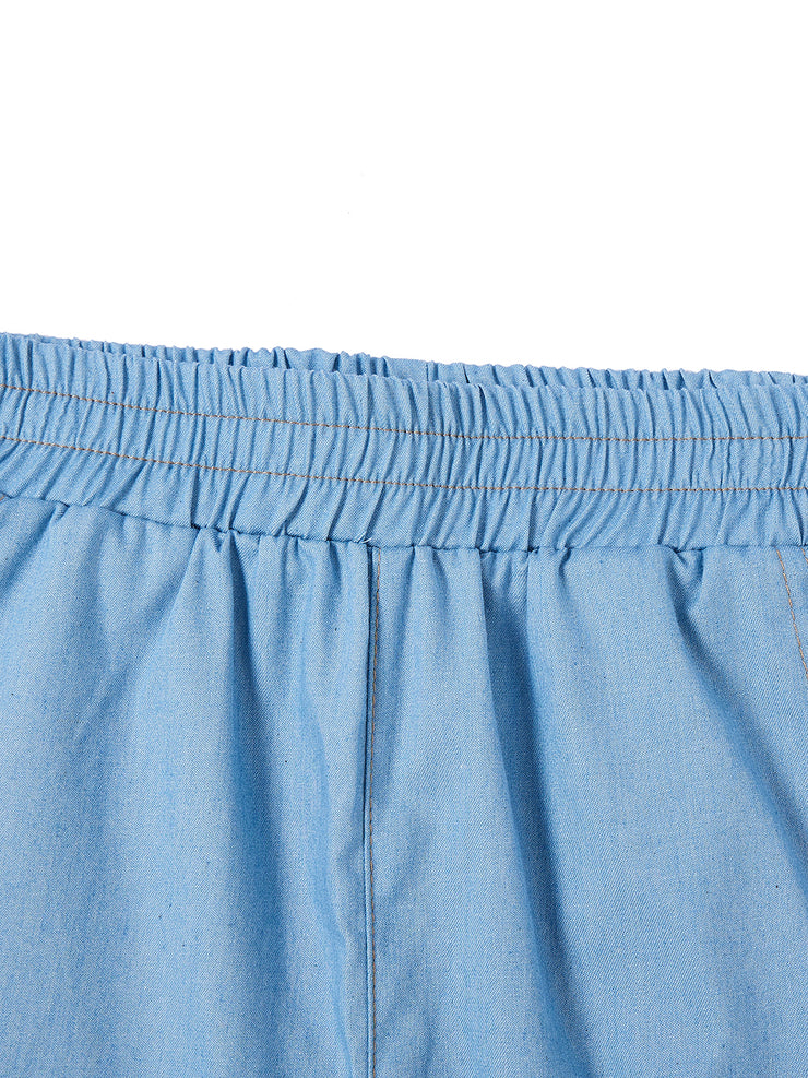 Contrasting Stitching Shorts