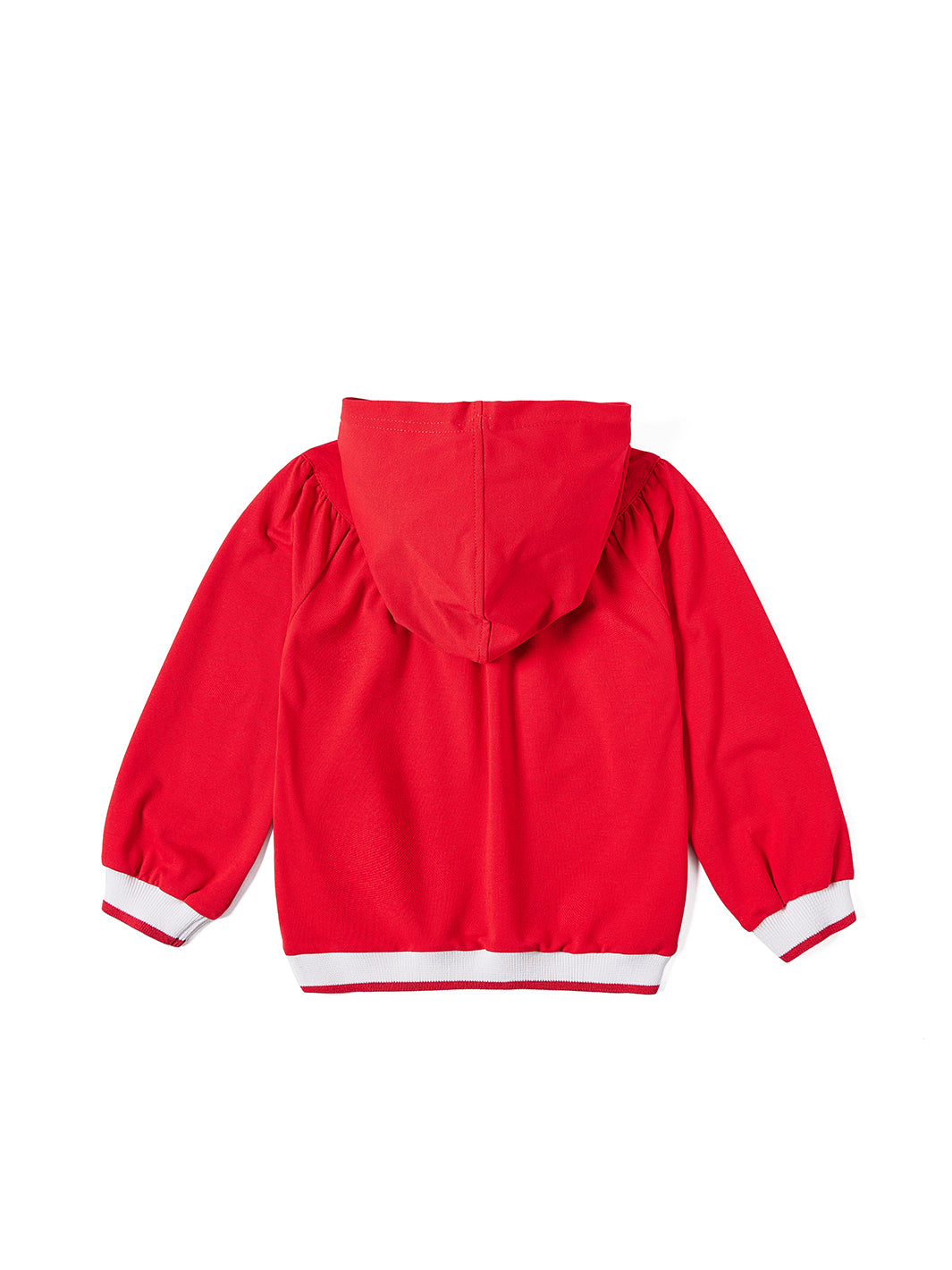 Rib Combo Hooded Gathered Top - Red