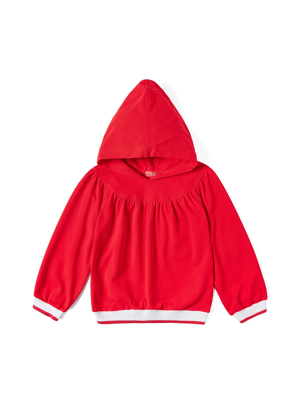 Rib Combo Hooded Gathered Top - Red