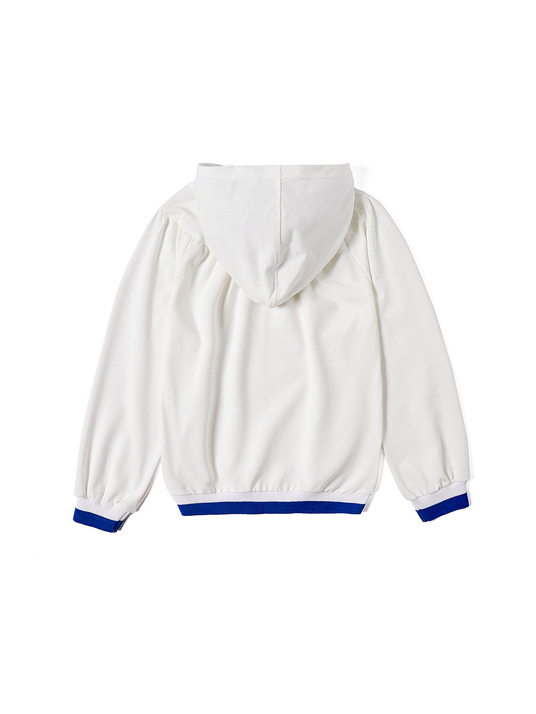 Rib Combo Hooded Gathered Top -White