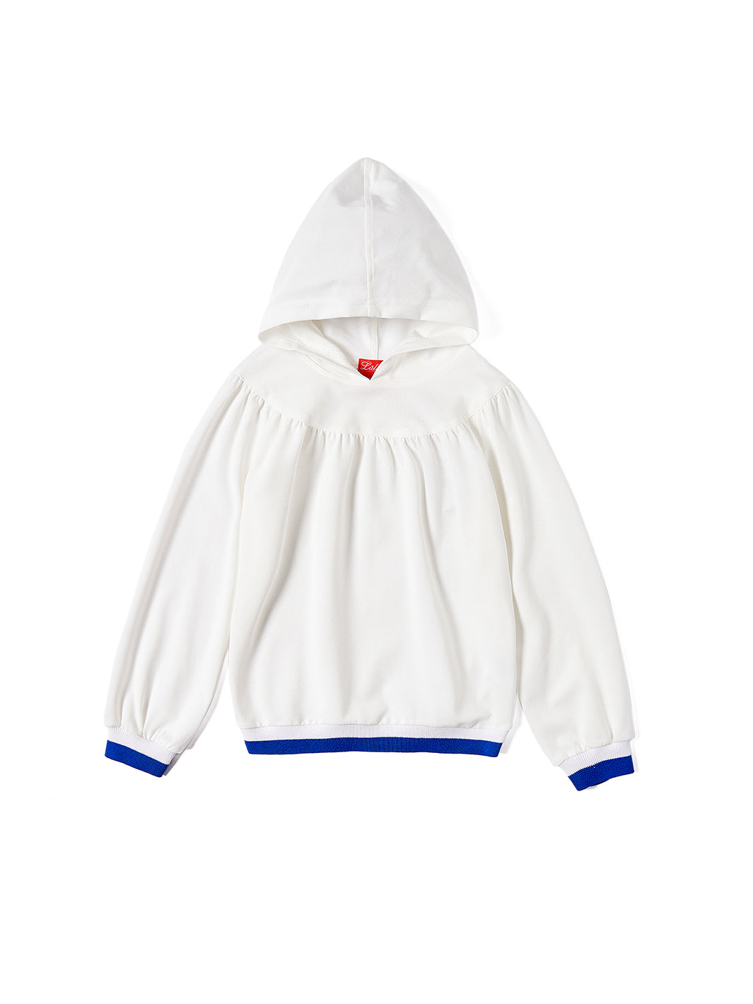 Rib Combo Hooded Gathered Top -White