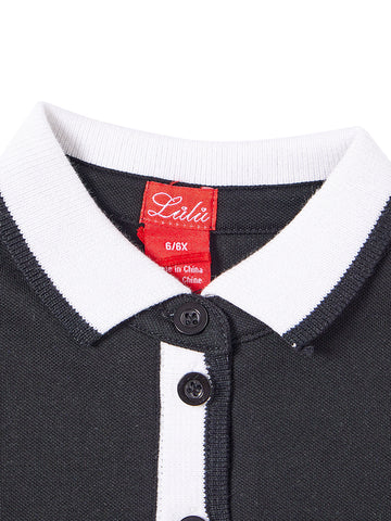 Polo combinado de canalé - Negro