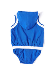 Conjunto de capucha combinada Baby Rib - Deep Royal Blue Combo White