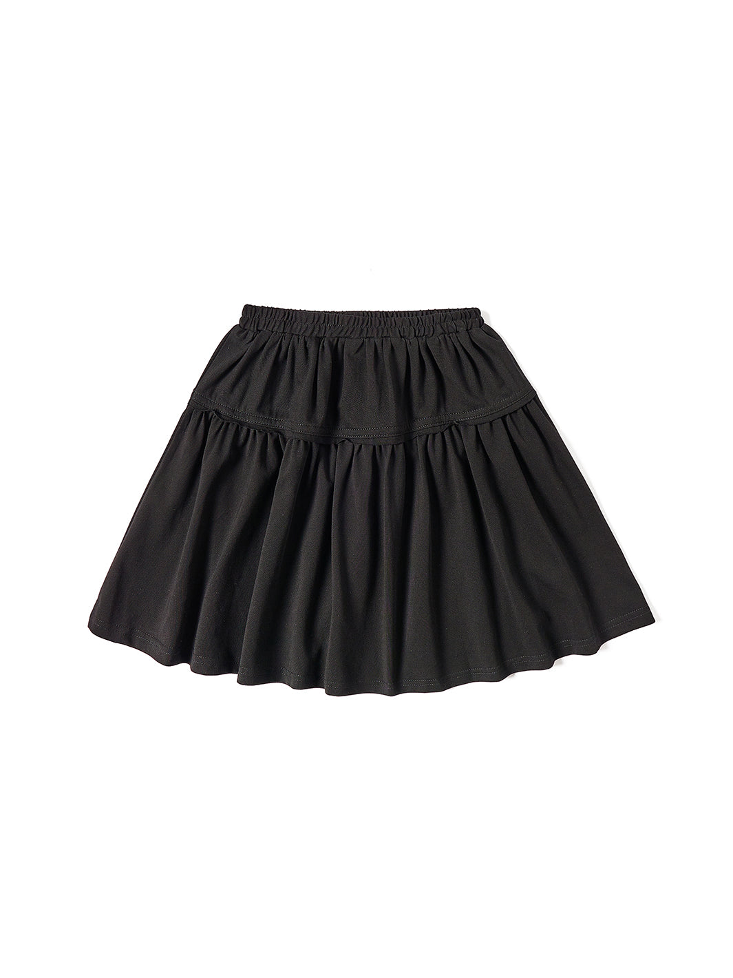 Yoke Gathered Combo Skirt - Black