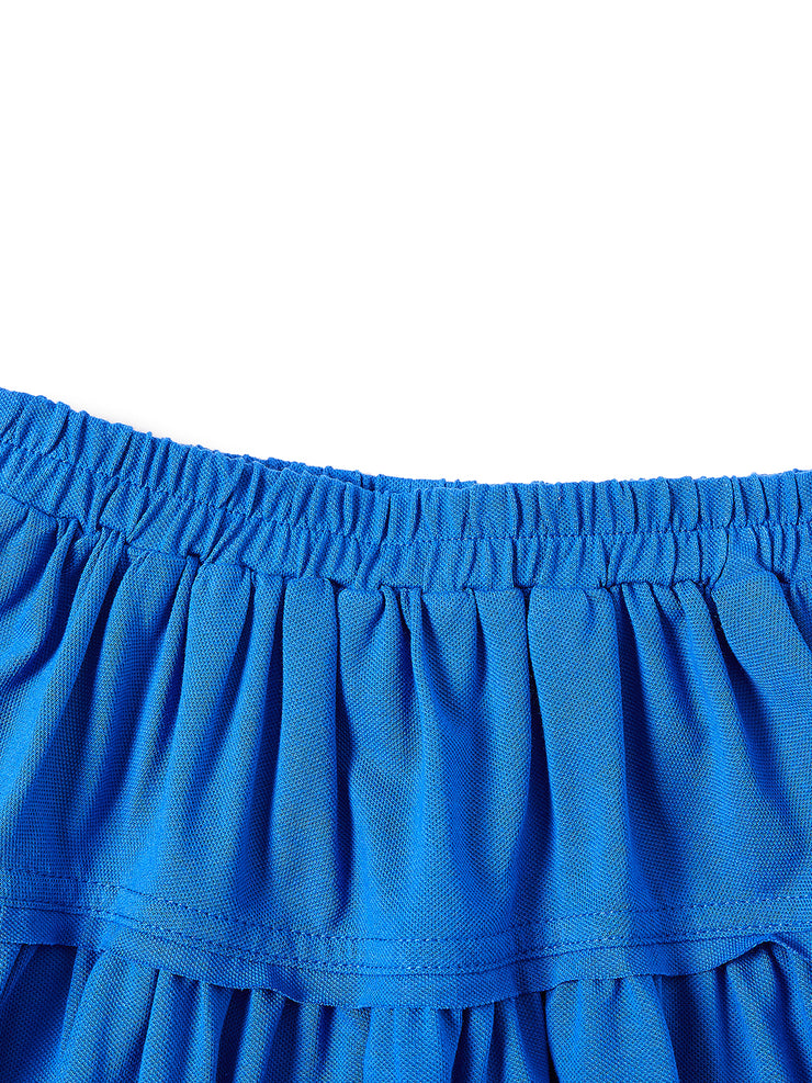Yoke Gathered Combo Skirt - Deep Royal blue
