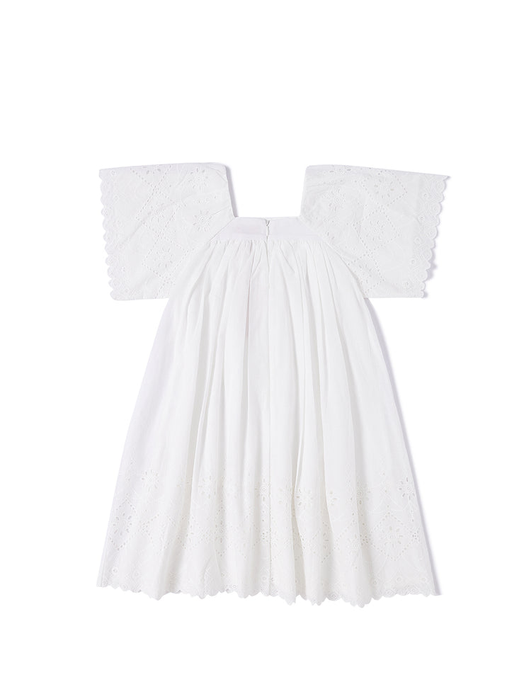 Eyelet Ruffle Sleeve Dress