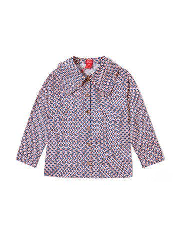Ruffle Collar Shirt - Blue/Pink