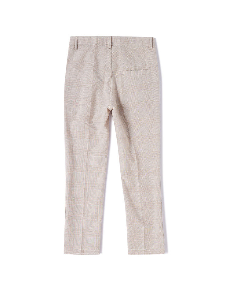 Plaid Long Pants - Beige/White