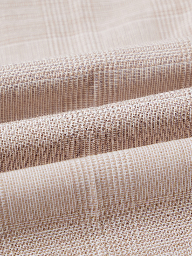 Plaid Long Pants - Beige/White