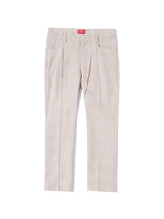 Plaid Long Pants - Beige/White