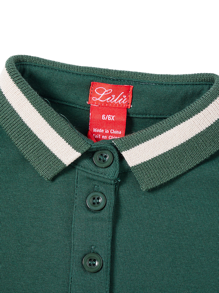 Tennis Club Print Polo - Forest Green
