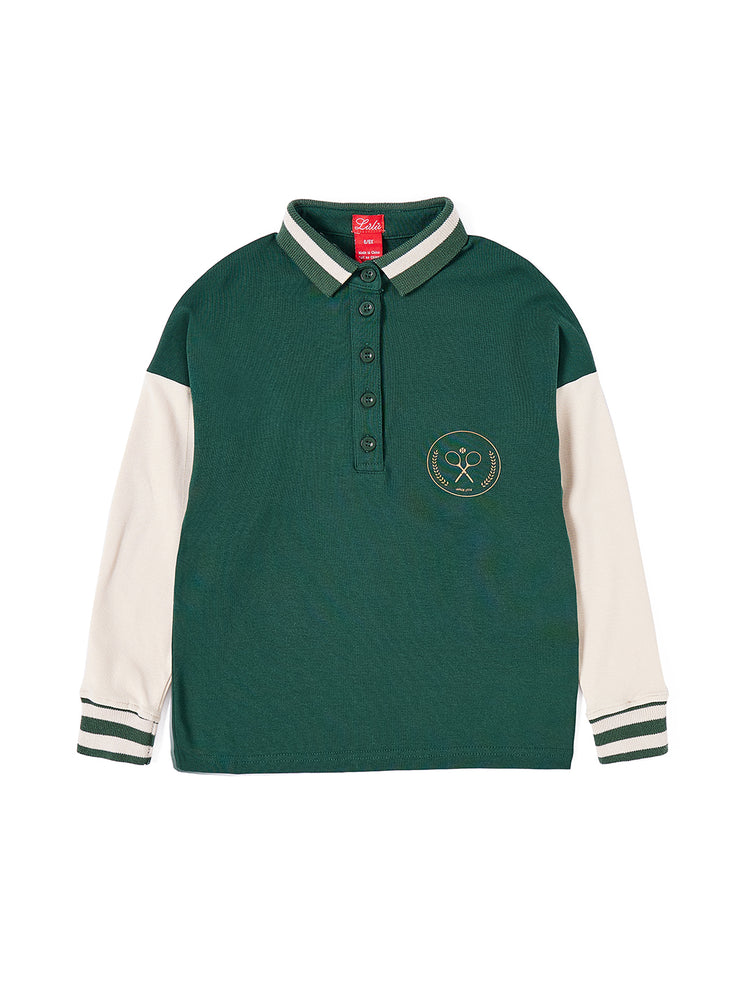 Tennis Club Print Polo - Forest Green