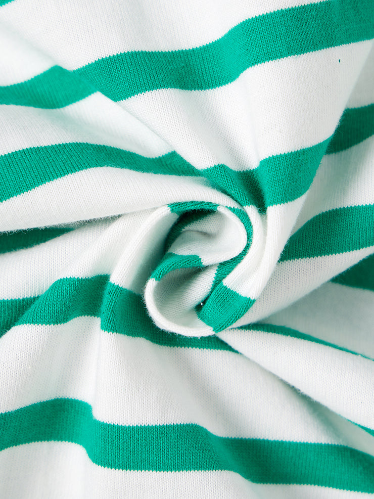 Collar Stripe Combo Top - White/Green