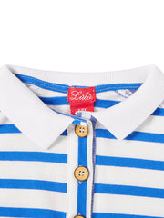 Collar Stripe Combo Top - White/Royal Blue