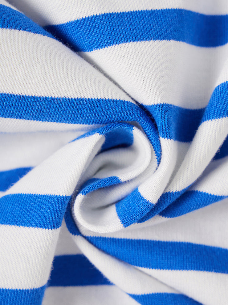 Collar Stripe Combo Top - White/Royal Blue