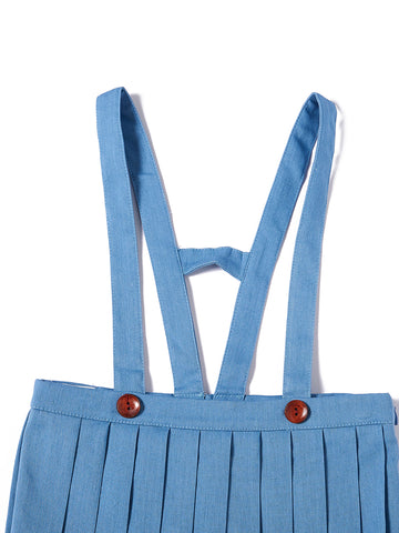 Denim Pleated Jumper - Lt. Blue