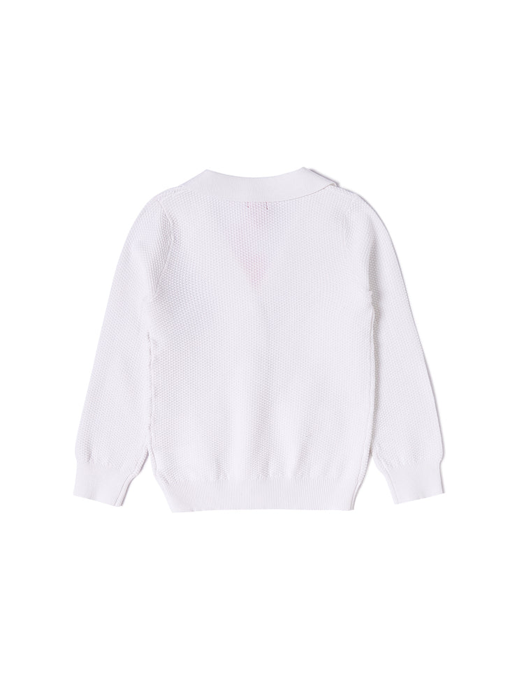 Blazer Bomber Style Sweater - White