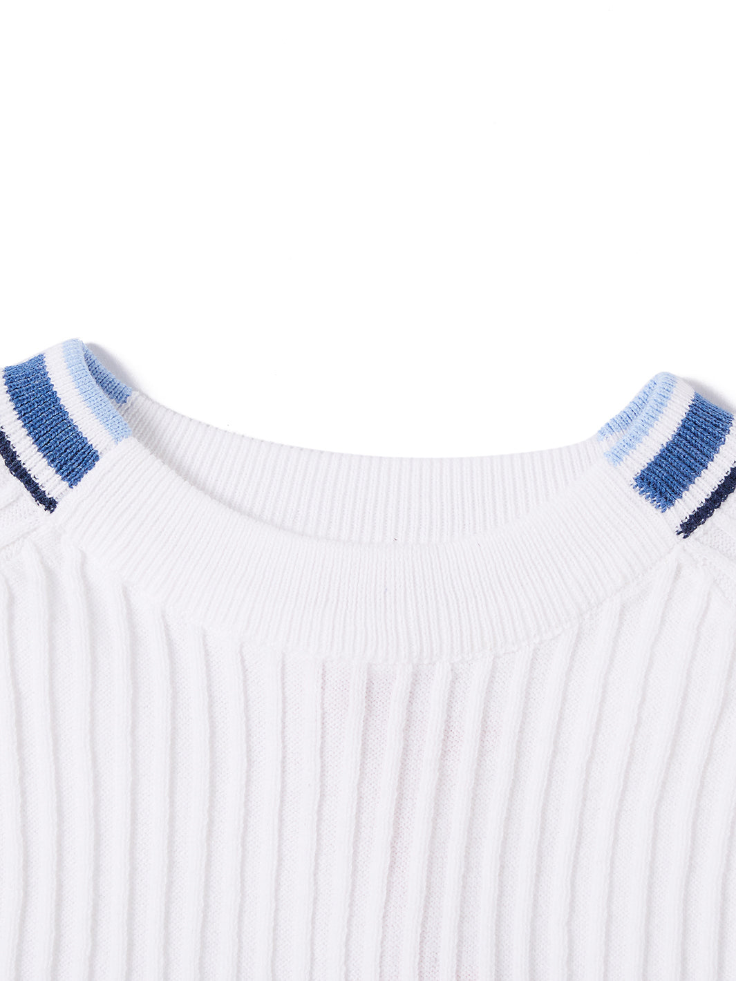 Striped Detail Short Sleeve Sweater