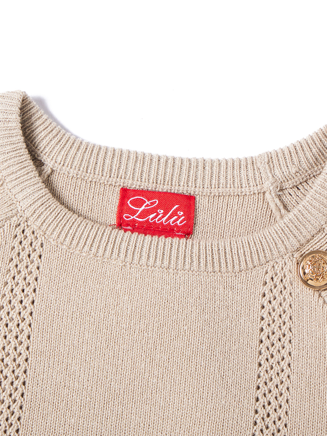 Combo Eyelet Button Sweater