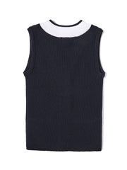 Combo Neck Vest - Black Combo White