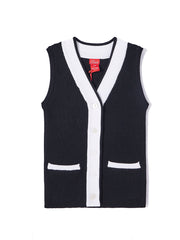 Combo Neck Vest - Black Combo White