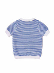 Uneven Stripe Short Sleeve Sweater