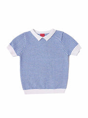 Uneven Stripe Short Sleeve Sweater